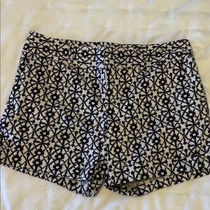 INC International Concepts Black and Cream Patterned High Waist Shorts